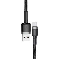 Кабель Micro USB Baseus Cafule Cable USB For Micro 2.4A 0.5M Gray+Black (CAMKLF-AG1)