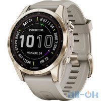 Смарт-годинник Garmin Fenix 7S Sapphire Solar C. Gold Titanium w. Light Sand Band (010-02539-20/21)