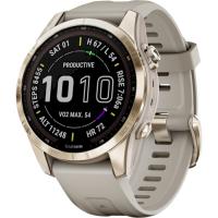 Смарт-годинник Garmin Fenix 7S Sapphire Solar C. Gold Titanium w. Light Sand Band (010-02539-20/21)