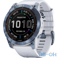 Смарт-годинник Garmin Fenix 7X Sapphire Solar M. Blue DLC Titanium w. Whitestone Band (010-02541-14/15)