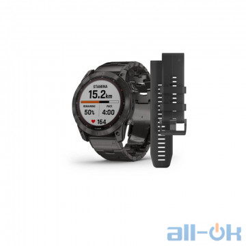 Смарт-годинник Garmin Fenix 7X Sapphire Solar C. Grey DLC Titanium w. Carbon Grey DLC Vented T. Band (010-02541-27)