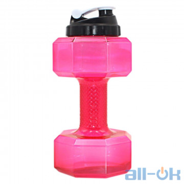 Спортивна пляшка гантеля для води 2200 мл Pink