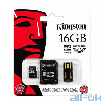 Карта пам'яті Kingston MicroSDHC 16GB Class 4 +  SD Adapter