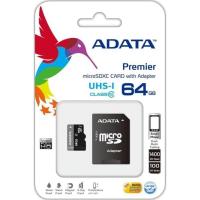 Карта пам'яті ADATA 64 GB microSDXC UHS-I + SD adapter Premier AUSDX64GUICL10-RA1