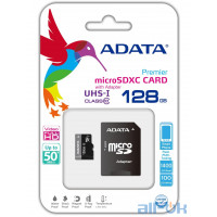 Карта пам'яті ADATA  MicroSDHC 128GB Class 10 +  SD Adapter