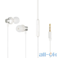Навушники HF Remax (OR) RM-512 Silver (volume control + mic + button call answering)