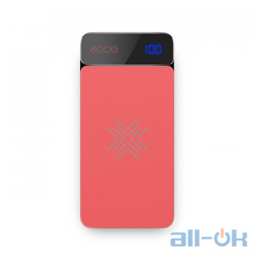 ROCK QI Wireless Charger Power Bank 8000mah with Digital Display red