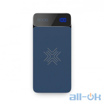 ROCK QI Wireless Charger Power Bank 8000mah with Digital Display blue